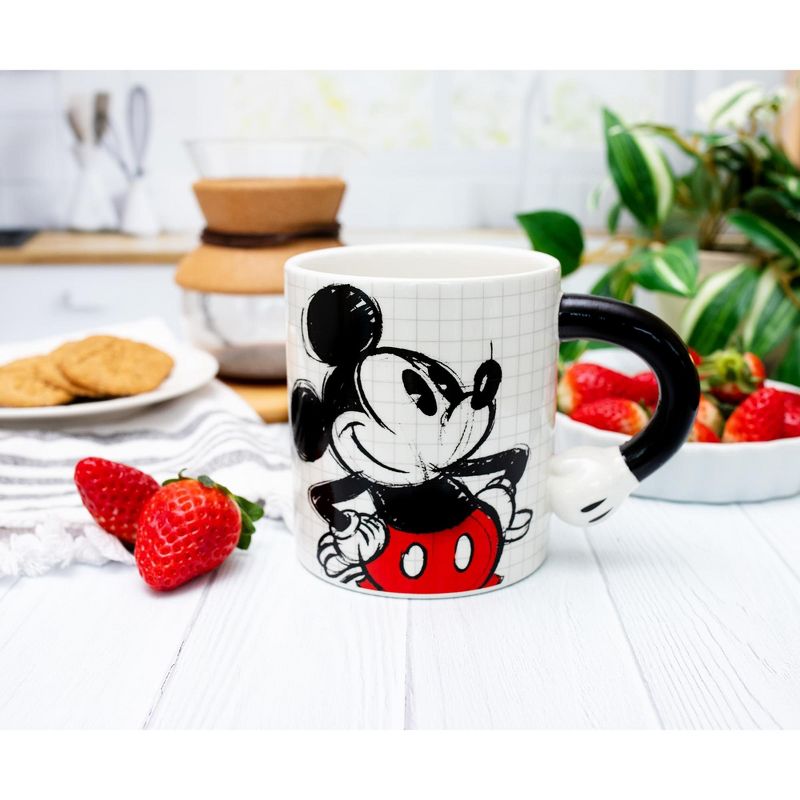 Silver Buffalo Disney Mickey Mouse Sculpted Handle Ceramic Mug | Holds 20 Ounces, 4 of 7