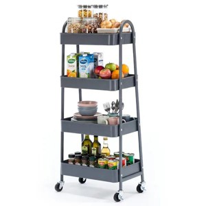 3/4-layer practical mobile trolley, metal movable storage rack, with ...