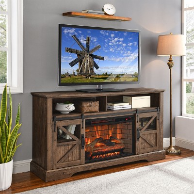 NicBex TV Stand Fireplace TV Stand Farmhouse Entertainment Center With Door Sensor for Living Room, Bedroom