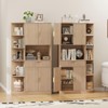Kitchen Pantry Cabinet with 5 Side-Opening Storage Cabinets, Drawers, Fluted Doors & Adjustable Shelves, Natural Wood - 3 of 4