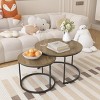 KTMBDW Nesting Coffee Table Set of 2, 27.6inch Round Coffee Table with Sturdy Metal Frame, End Table Side Tables for Living Room Bedroom - 2 of 4