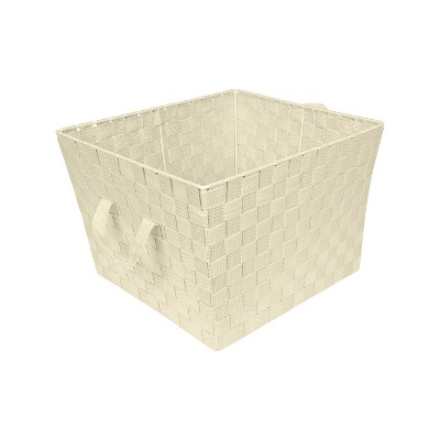 Simplify Large 15" Woven Strap Storage Bin Ivory