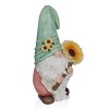 Alpine Corporation Gnome with Turquoise Hat Holding Sunflower Décor: Ceramic, 21" High Outdoor Statue - 2 of 4