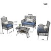 Outdoor 4 Pcs Patio Furniture Set, PE Rattan Conversation Set with Tempered Glass Table, Sofa with Iron Frame and PE Cushions-Coolbibila - 4 of 4