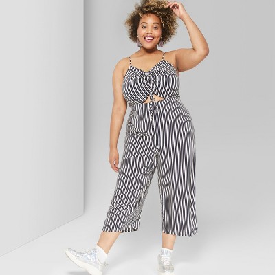 striped plus size jumpsuit