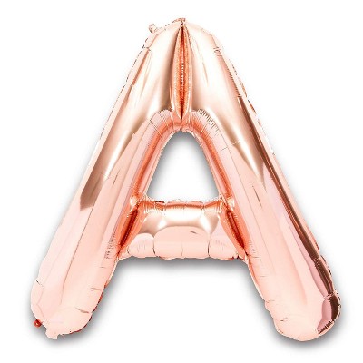 Sparkle and Bash 2 Packs Jumbo Letter "A" Rose Gold Foil Balloons 40" for Party Decorations
