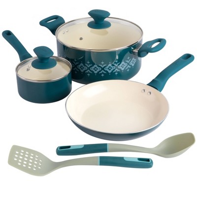 Spice By Tia Mowry Savory Saffron 7pc Healthy Nonstick Ceramic Cookware Set  - Mint : Target