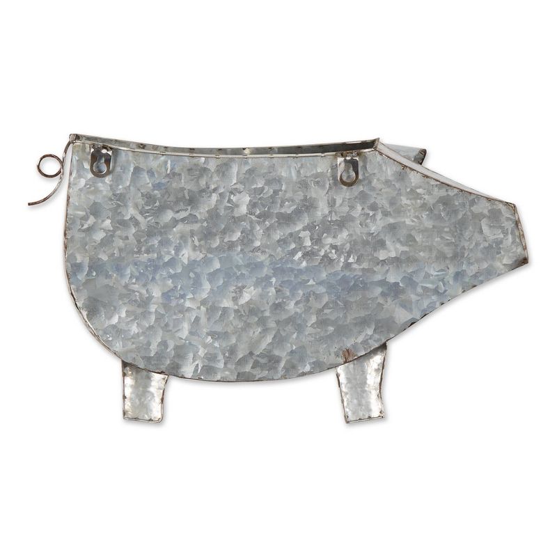 Zingz &#38; Thingz 4&#34; Pig Galvanized Novelty Iron Outdoor Wall Planter Pot Gray, 2 of 9
