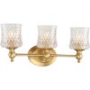 Stiffel Wall Light Warm Brass Hardwired 23 1/4" Wide 3-Light Fixture Clear Cut Textured Glass for Bathroom Vanity Mirror - 4 of 4