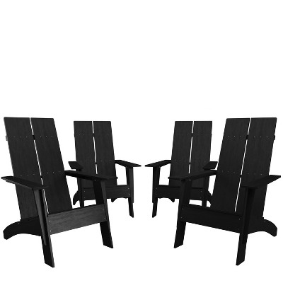 Flash Furniture Set of 4 Sawyer Modern All-Weather Poly Resin Wood Adirondack Chairs