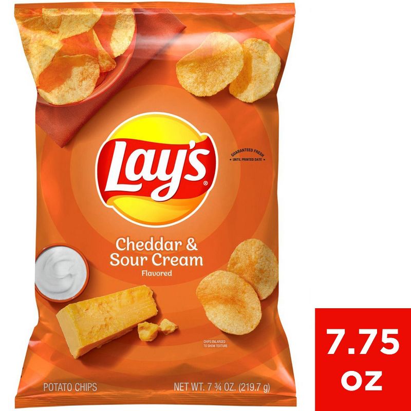 Lay&#39;s Cheddar &#38; Sour Cream Flavored Potato Chips - 7.75oz, 1 of 5