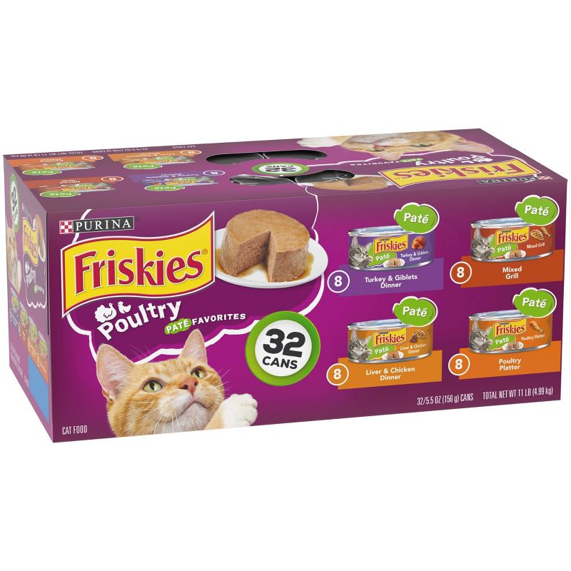 Purina Friskies Pat&#233; with Liver and Turkey Flavor Wet Cat Food Poultry Favorites - 5.5oz/32ct Variety Pack, 5 of 8