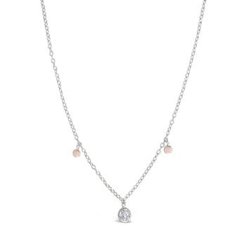 SHINE by Sterling Forever Enamel & CZ Charm Necklace - Pink / Silver