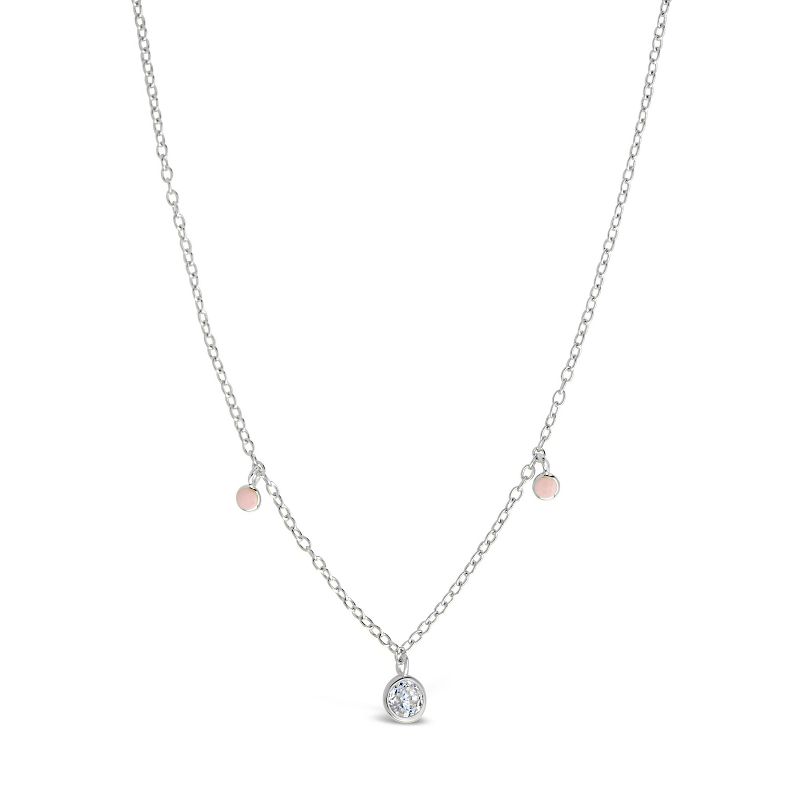 SHINE by Sterling Forever Enamel & CZ Charm Necklace - Pink / Silver, 1 of 4