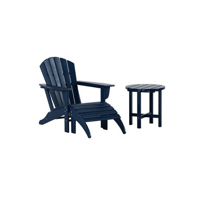 WestinTrends Dylan HDPE Outdoor Patio Adirondack Chair with Ottoman and Side Table (3-Piece)