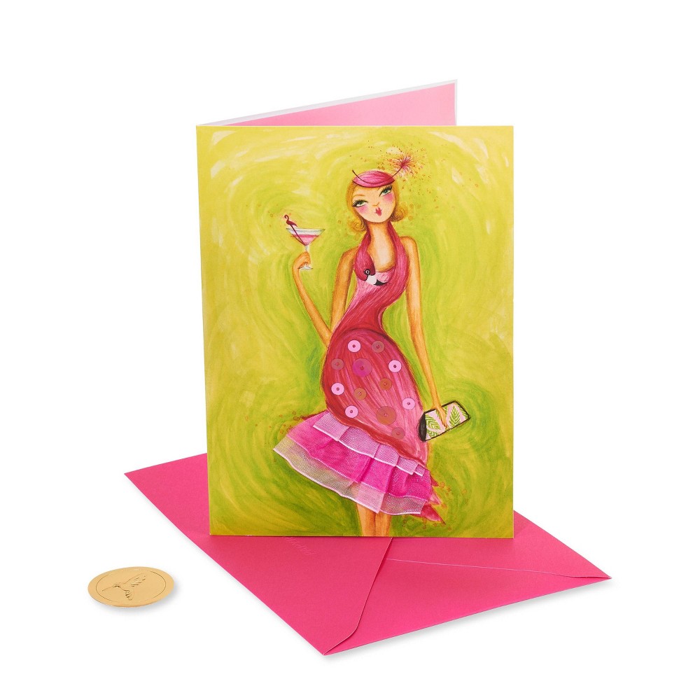Photos - Envelope / Postcard Girl in Flamingo Dress Card - PAPYRUS