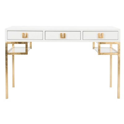 Neria Lacquer Writing Desk White/Gold - Safavieh