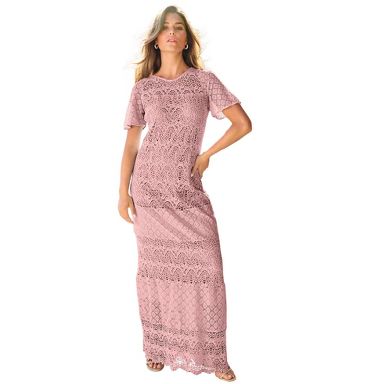 Roaman's Crochet Lace Maxi Dress