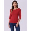 INSPIRE CHIC Women's Classic Solid Elbow Sleeves Round Neck Slim Fit T-Shirts - 3 of 4
