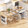 Okak Fluted Kitchen Island with Extendable Table, Countertop Organizer with Power Outlet and Double-Side Storage, Kitchen Cart for Dining Room - 3 of 4