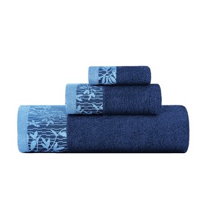 Charming Floral Accent Cotton Towel Set by Blue Nile Mills - 1 of 4