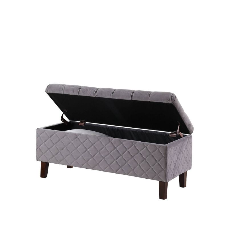 Quilted Tufted Storage Ottoman Gray - Ore International, 3 of 6