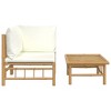 vidaXL 2 Piece Patio Lounge Set with Cream White Cushions Bamboo - 3 of 4