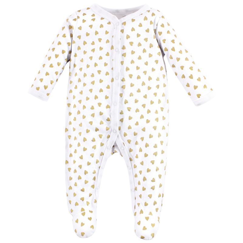 Hudson Baby Infant Girl Cotton Sleep and Play, Bodysuit and Bandana Bib Set, Latte, 5 of 6