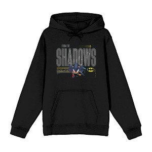 DC x Sonic the Hedgehog From The Shadows Shadow X Batman Grayscale Outline Adult Long Sleeve Hoodie - 1 of 2