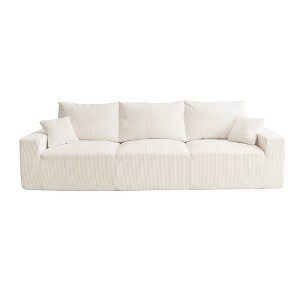 3-Seater Corduroy No-Assembly Sofa with Self-Expanding Design and Modular L/U-Shape Configuration - 1 of 4