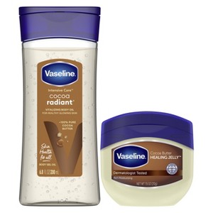 Vaseline 6.8 fl oz Intensive Care Cocoa Radiant Body Gel Oil + 7.5oz Cocoa Butter Healing Petroleum Jelly - 1 of 4