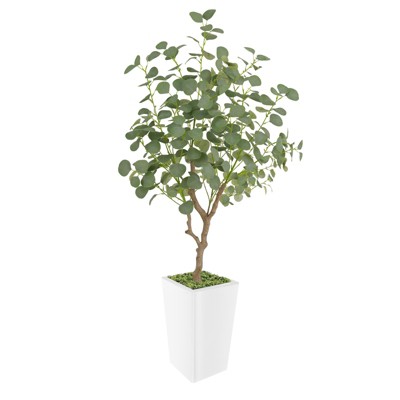 Artificial Tree in Pot with Realistic Leaves & Natural Wood Trunk
