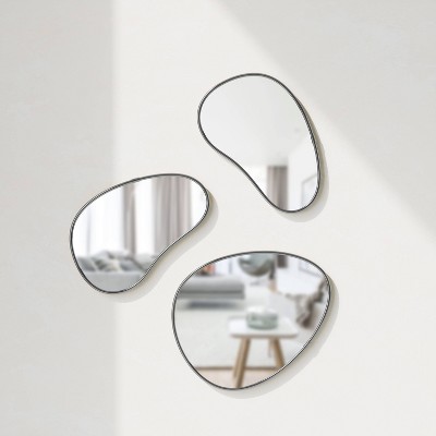 Set of 3 Organic-Shaped Metallic Frame Mirrors