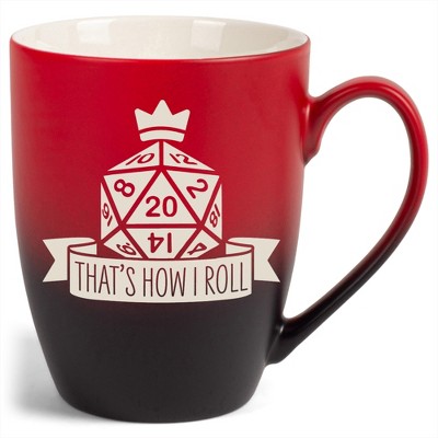 100 North Dice 10 Ounce Red and Black Two Toned Ombre, Comfortably Fits Your Hands, Ceramic Tea Coffee Cup Mug, That's How I Roll