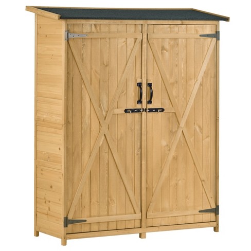 Patio 5.3ft X4.6ft Wood Storage Shed, Tool Storage Cabinet With ...