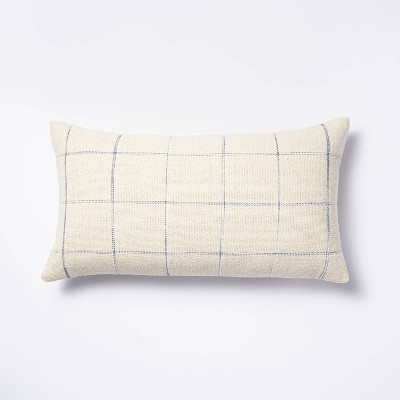 Oversized Windowpane Lumbar Throw Pillow Cream/Blue - Threshold™ designed with Studio McGee