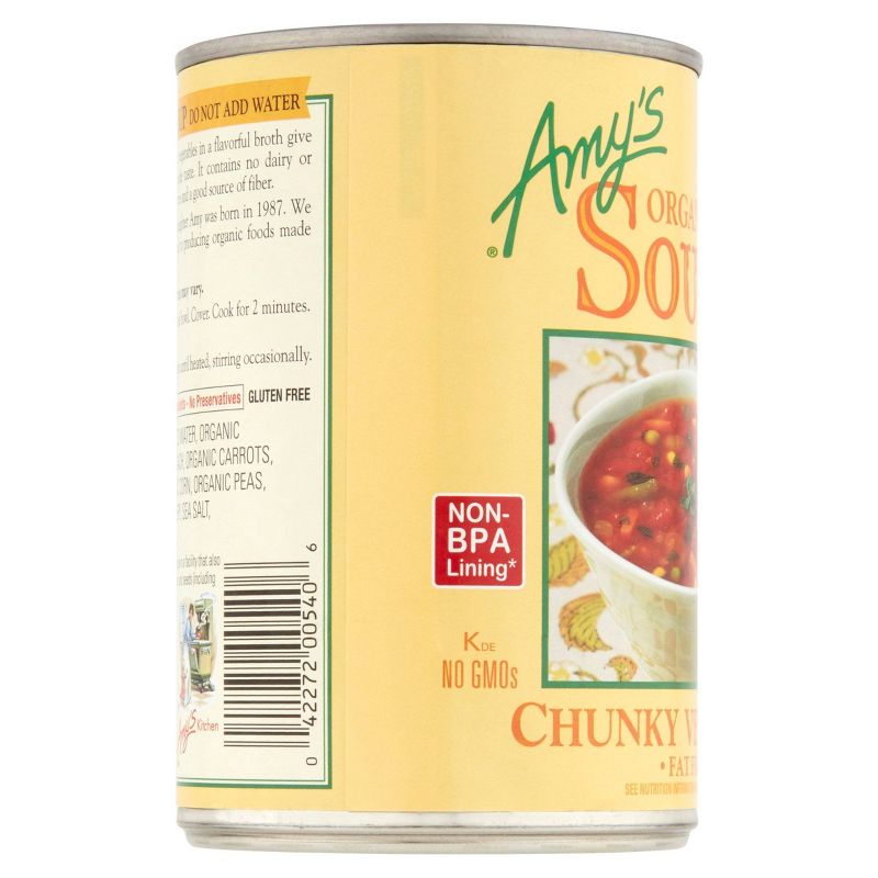 Amy&#39;s Organic Gluten Free Low Fat Chunky Vegetable Soup - 14.3oz, 4 of 8