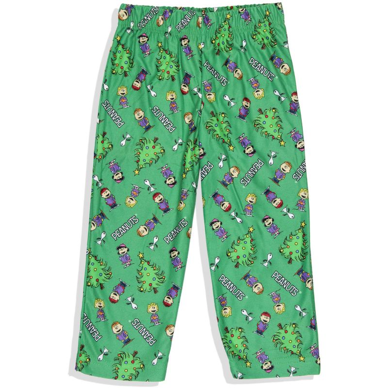 Peanuts Toddler Boys' Christmas Holiday Season Sing Along Sleep Pajama Set Green, 4 of 5