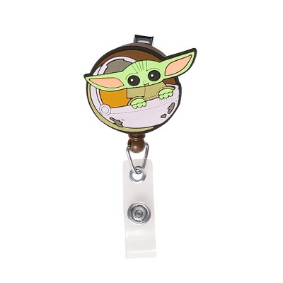 Disney Star Wars The Mandalorian Retractable Badge Reel with Clip, Green