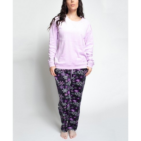 Women's 2 Piece Velour Tracksuit Set Purple Medium - White Mark