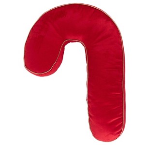 Christmas Magic 13.3"x18.9" Candy Cane Shaped Pillow Red - 1 of 3