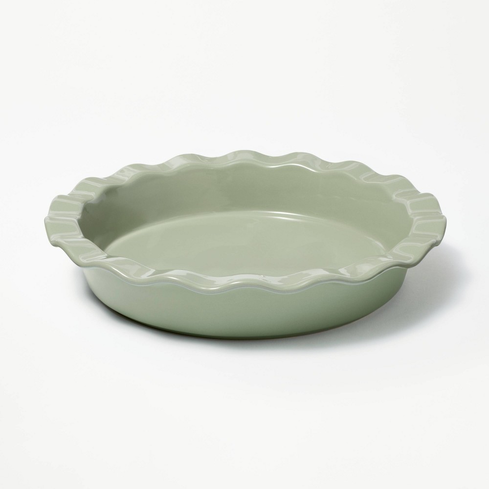 Photos - Pan 9" Round Stoneware Ruffle Pie Dish Sage Green - Figmint™