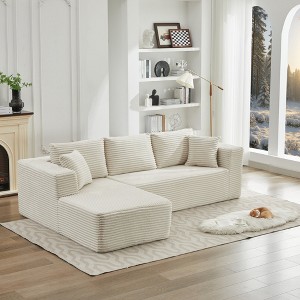 106" Corduroy L-Shaped Cloud Modular Sectional Sofa Left Chaise - 1 of 4