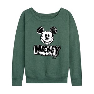 Women's - Disney - Mickey Mouse Lightweight French Terry Wide Neck Long Sleeve Shirt - 1 of 4