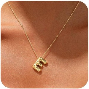 Sterling Silver Balloon Letter Necklace Satellite Bead Chain Personalized Gift - 1 of 4