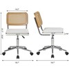 VECELO PU Leather Office Chair, Height Adjustable Swivel Armless Vanity Chair with Wheels, Rattan Back Desk Chair for Small Spaces, Black/White - 3 of 4