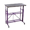 Origami Up Down Adjustable Sitting & Standing Workstation Office Craft Desk w/ Adjustable Height & Rolling Wheels, Purple Walnut - image 3 of 4