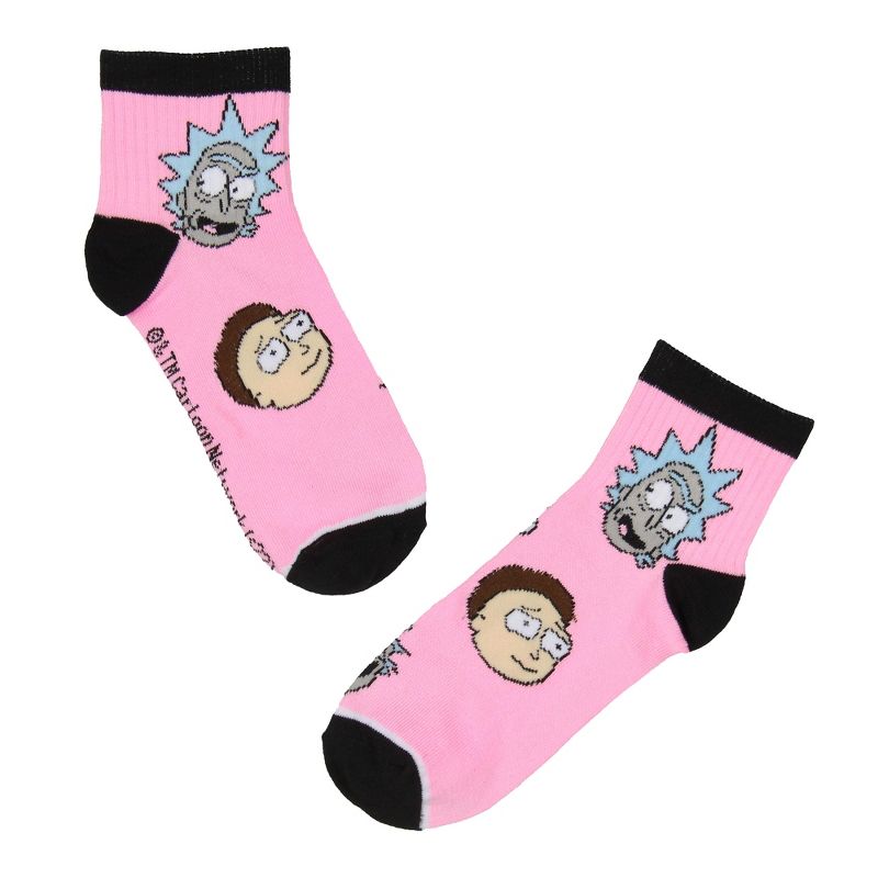 Rick and Morty Men's Face Expressions Print Checkered Quarter Crew Socks 2 Count Multicoloured, 4 of 6