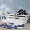 Gulches Twin Montessori Wood Floor Bed Frame with High Rails, LED Light & Storage Shelf, White - 3 of 4