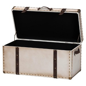 Baxton Studio Nevio Canvas Storage Trunk Beige/Coffee/Black - 1 of 4